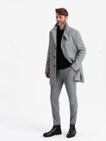 Ombre Patterned single-breasted men's coat with pockets - grey