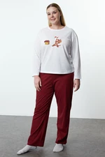 Trendyol Curve Claret Red Tom & Jerry Licensed Knitted Pajama Set