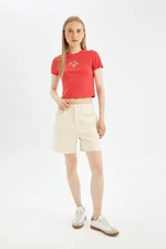 DEFACTO Cool Regular Fit Normal Waist Short Leg Gabardine Shorts