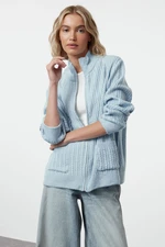 Trendyol Blue Soft Texture Basic Knitwear Cardigan