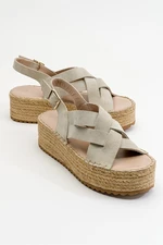 LuviShoes Lontano Women's Beige Suede Genuine Leather Sandals