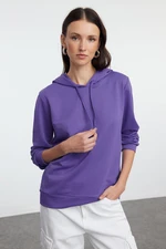 Trendyol Purple Basic Regular/Normal Pattern Hooded Thin Knitted Sweatshirt