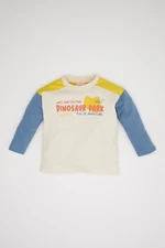 DEFACTO Baby Boy Crew Neck Printed Color Block Long Sleeve T-Shirt