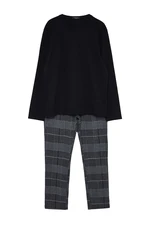 Trendyol Black-Anthracite Plaid Knitted Pajama Set