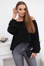 Spanish blouse with decorative sleeves black