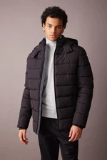 DEFACTO Windproof Slim Fit Hooded Faux Fur Lined Zippered Puffer Jacket