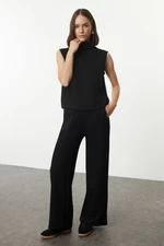 Trendyol Black Knitted Collar Detailed Thick Knitted Blouse and Trousers Top and Bottom Set