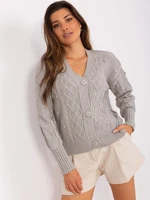 Grey women's sweater with braids