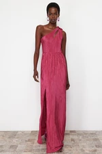 Trendyol Plum A-Line Lined Knitted Long Evening Dress