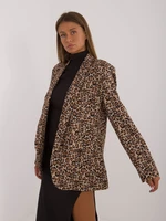 Beige and black women's blazer with leopard print