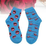 Winter Autumn High Ankle Socks In Tube Sock Cotton Teeth and Women Men Socks (Blue)