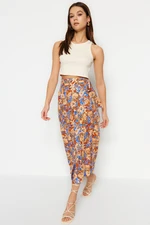 Trendyol Multicolored Floral Patterned Viscose Fabric Midi Woven Skirt