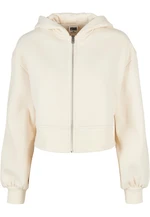 Women's Short Oversized Jacket with Zipper Whitesand