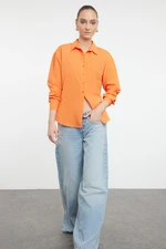 Trendyol Dark Orange Loose Fit Cotton Woven Shirt