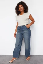 Trendyol Curve Blue High Waist Wide Leg Plus Size Jeans