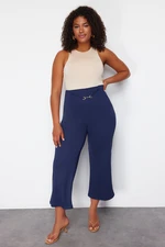 Trendyol Curve Indigo Accessory Detailed Wide Cut Knitted Trousers