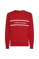 Tommy Hilfiger Sveter - ROPE LOGO SWEATER červenej farby