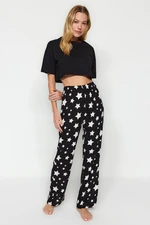 Trendyol Black Star Pattern Viscose Woven Pajama Bottoms