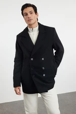 Trendyol Black Regular Fit Double-Breasted Textured Winter Coat