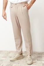 Trendyol Beige Italian Cut Pleated Classic Double Leg Fabric Trousers