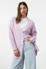 Trendyol Lilac Buttoned V-Neck Soft Knitwear Cardigan