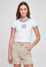 Dámský strečový dres Cropped Tee bílá/horizontálně modrá