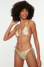 Trendyol Orange Floral Pattern Bikini Bottoms With Tie Detail