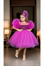 N4732 Dewberry Chiffon Sequined Girls Evening Dress-MOR