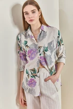 Bianco Lucci Women's Multi Patterned Oversize Shirt