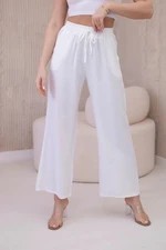 Viscose wide ecru trousers