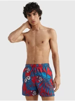 Blue and Red Mens Patterned Swimwear Tommy Hilfiger Drawstring Prin - Men