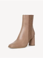 Light brown leather ankle boots with high heels from Tamaris