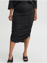 Black women's pencil skirt with metallic threads Fransa