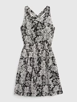Bielo-čierne dievčenské kvetované šaty GAP