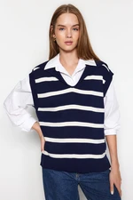 Trendyol Navy Blue Turndown Collar Knitwear Sweater