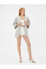 Koton Short Linen-Mixed Kimono With Pockets