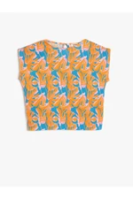 Koton Pleated T-Shirt Floral Pattern Short Sleeve Crew Neck