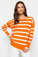 Trendyol Orange Basic Striped Knitwear Sweater