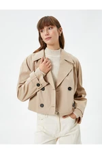 Koton Short Trench Coat, Double Breasted, Button Fastening Lined.