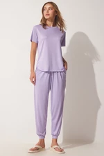 Happiness İstanbul Women's Lilac Soft-textured Flowy Suit