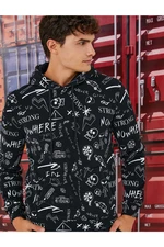 Koton Printed Hoodie and Sweatshirt with Pocket Detail.