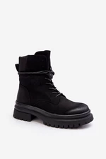 Women's Trapper ankle boots with a thick sole, black Narelona