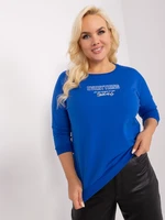 Cobalt blue plus size blouse with lettering