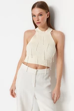 Trendyol Ecru Barter Neck Sleeveless Knitwear Blouse