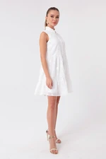 Lafaba Women's White Ruffle Mini Dress