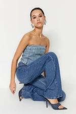 Trendyol Dark Blue High Waist Wide Leg Jeans