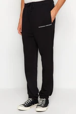 Trendyol Black Oversize/Wide Cut Minimal Text Sweatpants