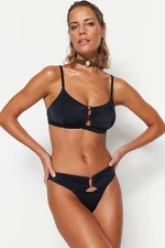 Trendyol High Leg Bikini Bottom with Black Accessories