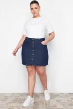 Trendyol Curve Dark Blue Front Buttoned Denim Skirt