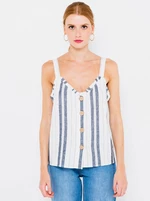 Blue-and-white linen striped top CAMAIEU